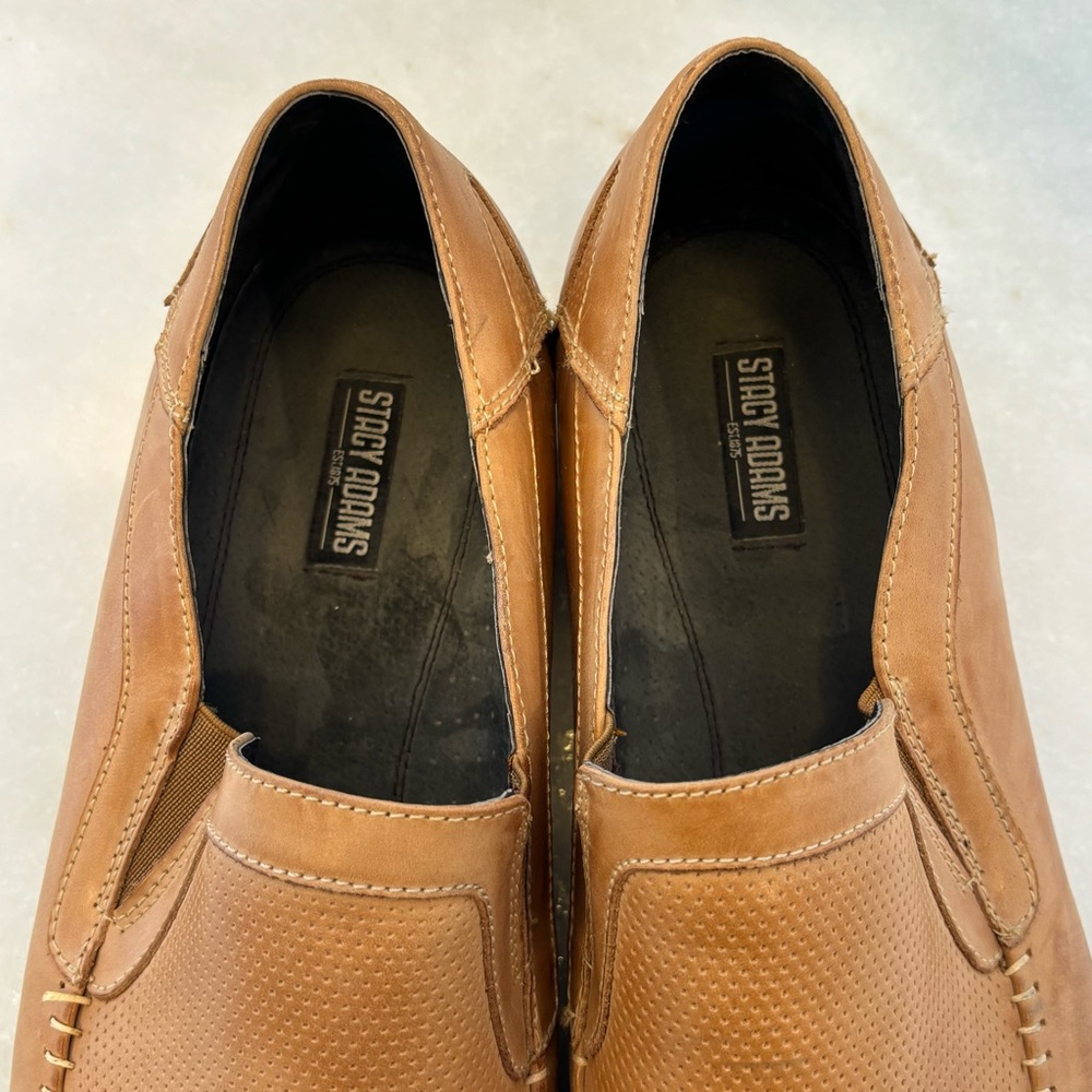 Stacy Adams Light Brown Leather Slip-Ons Size 15 - Picture 2 of 7